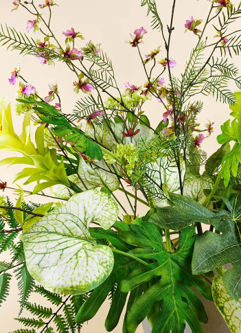 Matcha Meditation zijden bloemen boeket detailfoto

